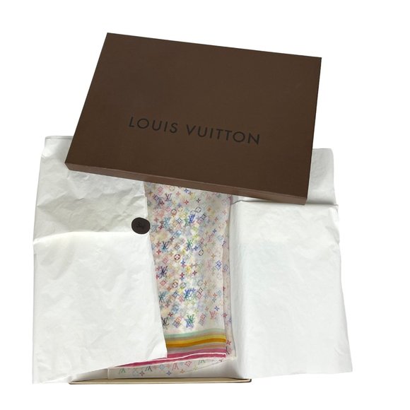 Louis Vuitton x Takashi Murakami Multicolor Monogram Silk Scarf - Picture 2 of 15